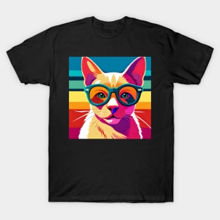 Feline Cool: Pop Art Cat Wearing Sunglasses T-Shirt